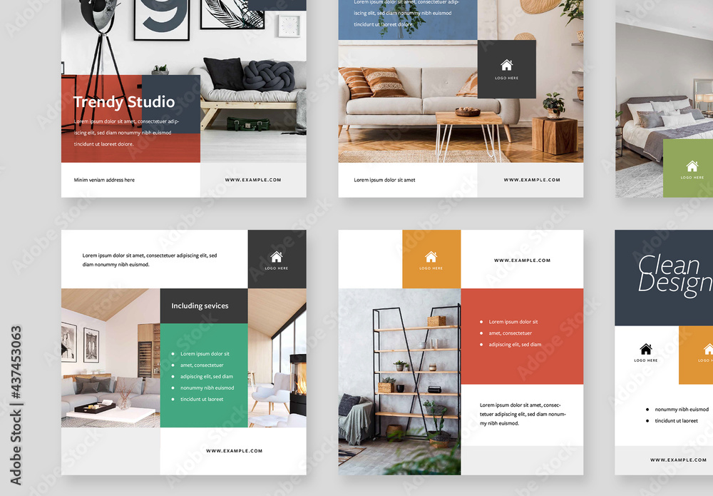 Interior Design Social Media Layouts Stock Template | Adobe Stock