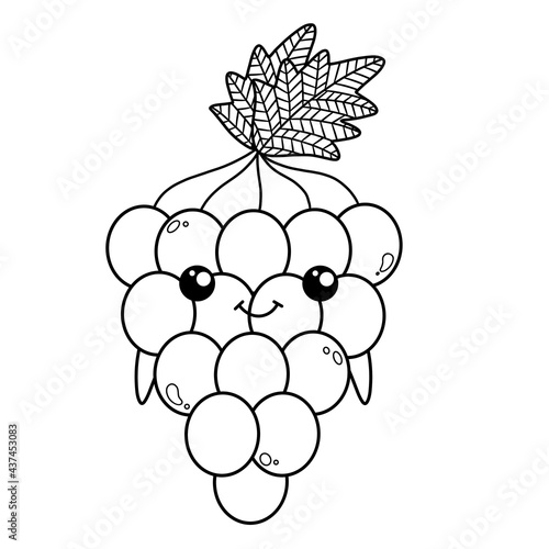 Fotografie coloring page with bunch of grapes