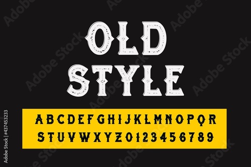 vintage font, purple and white background, vector alphabet, letters and numbers, typography