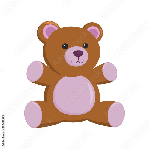 Toy teddy bear and doll. gift for kid or valentine day. Vector clip art illustration