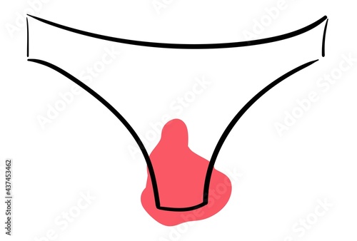 Feminine hygiene products, dirty menstrual period under wear. Simple vector illustration