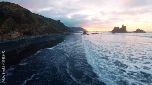 Shot with fpv drone of mountains and beach in Anaga Tenerife photo