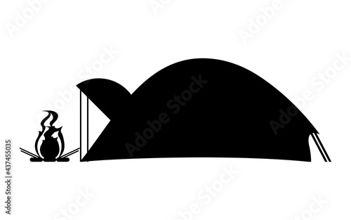 camping tent and campfire