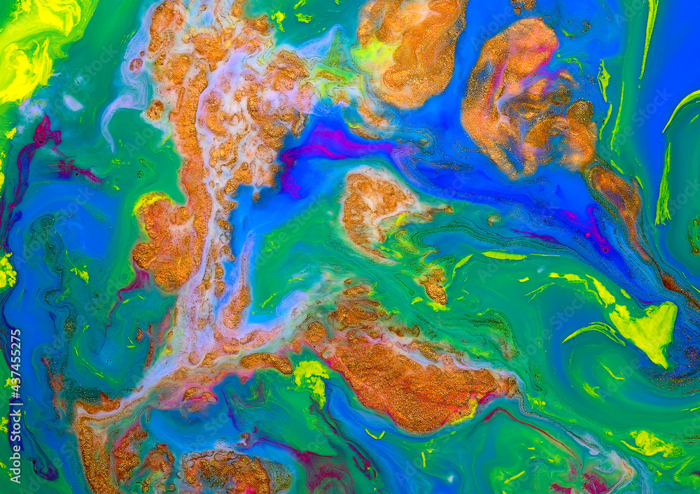 Fototapeta premium Beautiful acrylic color abstract background. Colored marble mixed ink abstraction.