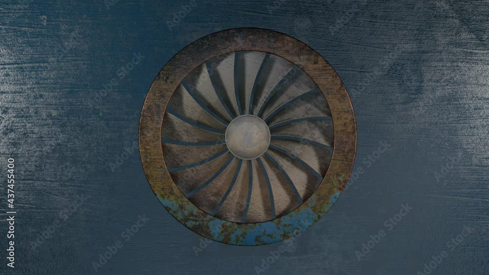 the three-dimensional rusty propeller in the casing rotates slowly. abstract three-dimensional composition. looped moving background. 3d render the three-dimensional rusty propeller in the casing rotates slowly. abstract three-dimensional composition. looped moving background. 3d render