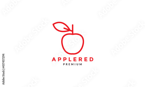 lines modern red apple fruit logo symbol icon vector graphic design illustration