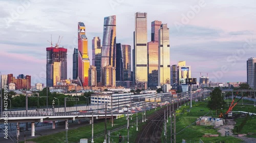 Moscow City at Sunset Timelapse