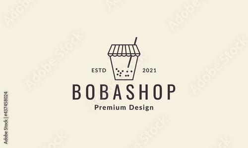 boba drink store logo symbol vector icon illustration graphic design