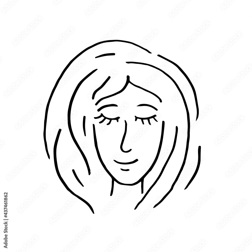 Hand-drawn girl face. Doodle sketch for banner, poster, print, etc. Hand-drawn girl face. Doodle sketch for banner, poster, print, etc.