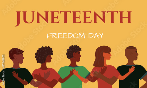 Juneteenth Independence Day. Annual american holiday, celebrated in June 19. African-American history and heritage illustration. Freedom or Emancipation day.