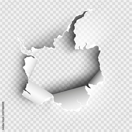 ragged Hole torn in ripped paper on transparent background