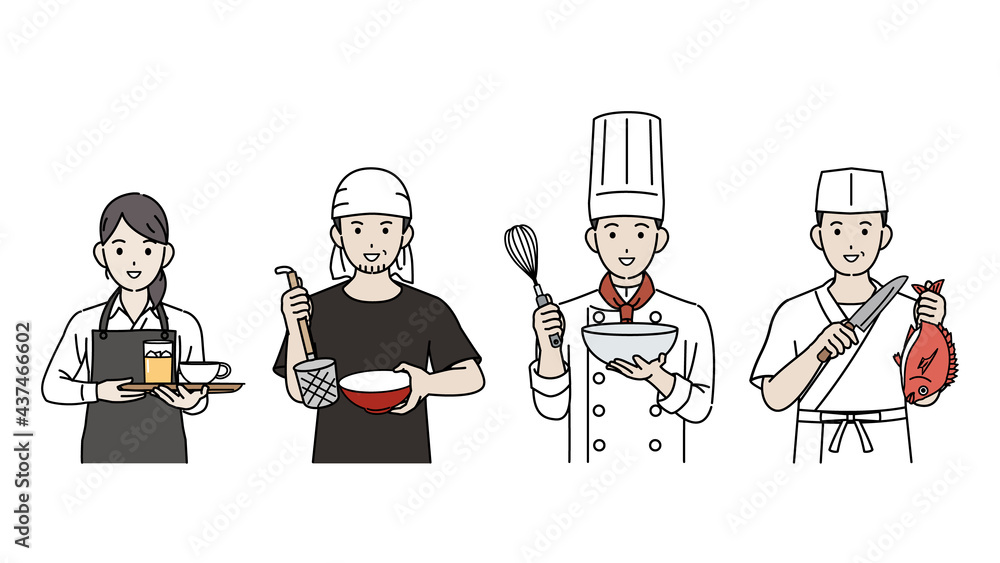 料理人 シェフ 調理師 飲食店の店員 人々 イラスト素材 Textielposter
