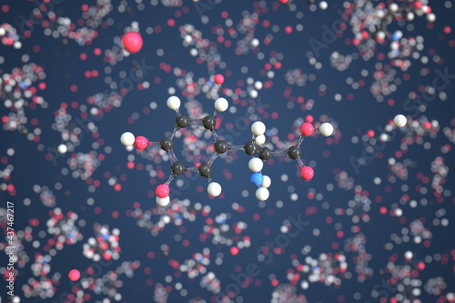 Levodopa molecule. Conceptual molecular model. Chemical 3d rendering