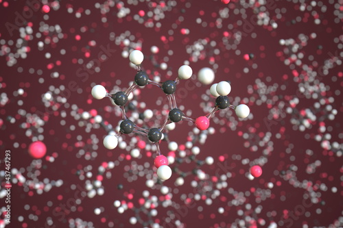 Molecule of guaiacol, conceptual molecular model. Scientific 3d rendering