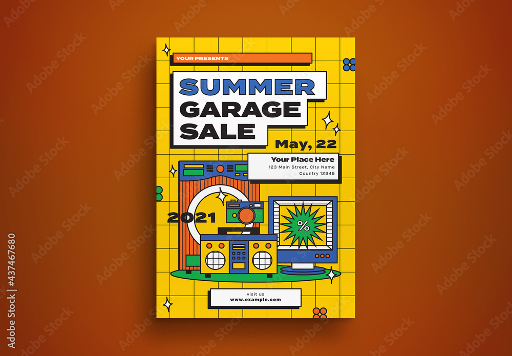 Summer Garage Sale Flyer Layout Stock Template | Adobe Stock