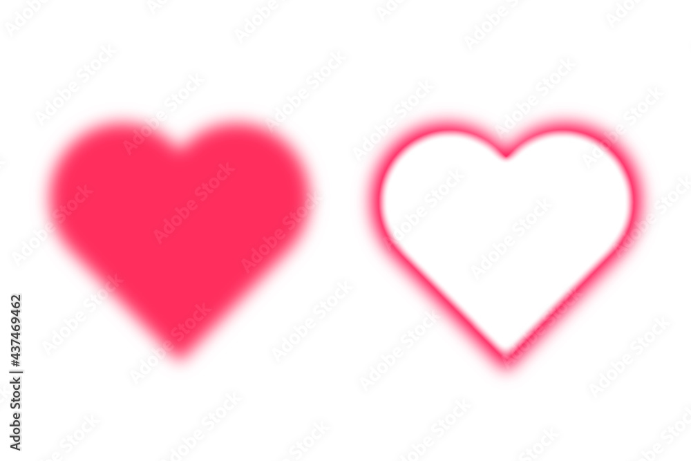 two blurry pink red hearts