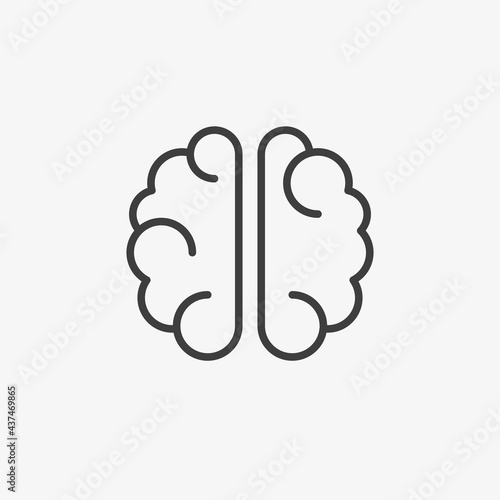 Brain Line Flat Icon. Logo Mind Template. Vector Illustration