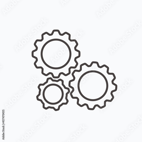 Gear Settings thin line symbol, cogwheel Icon. Innovation logo. Vector Illust...