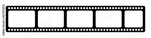 Film strip icon. Film strip roll black icon. Video tape photo film strip frame vector element illustration