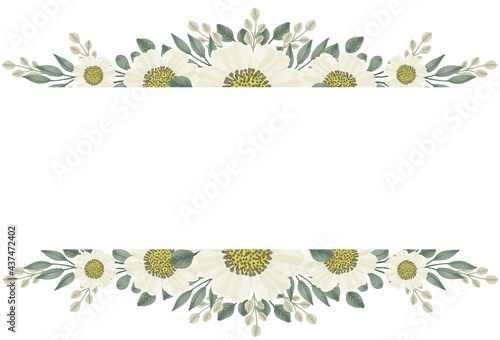 arrangement of chamomile watercolors for greeting cards and wedding invitation