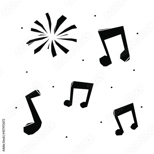 Woodcut-style drawings with musical notes. drawings for the traditional brazilian party of são joão.