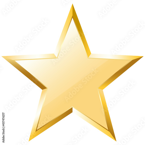 Vector gold star. Realistic 3d decor element
