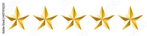 Realistic gold stars vector set. Star rating. Gold star award