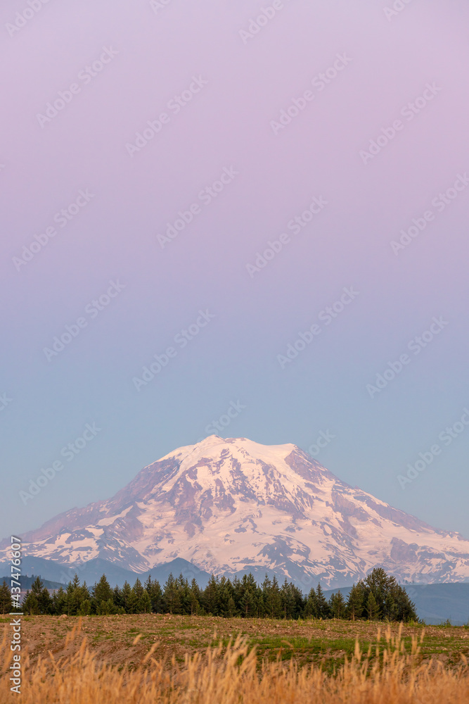 Fototapeta premium Mt. Rainier at Sunset With Purple Sky