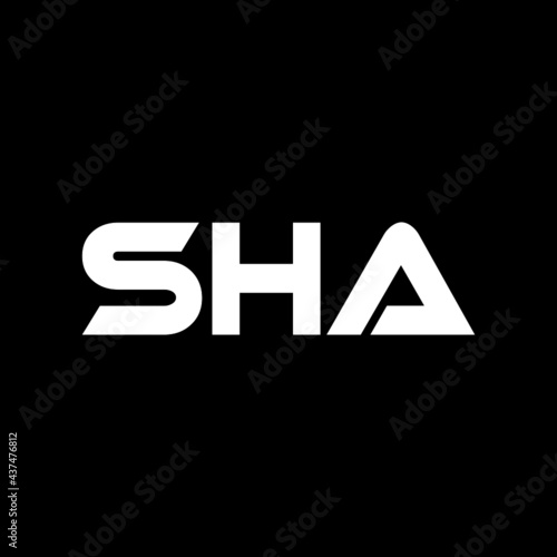 SHA letter logo design with black background in illustrator, vector logo modern alphabet font overlap style. calligraphy designs for logo, Poster, Invitation, etc.