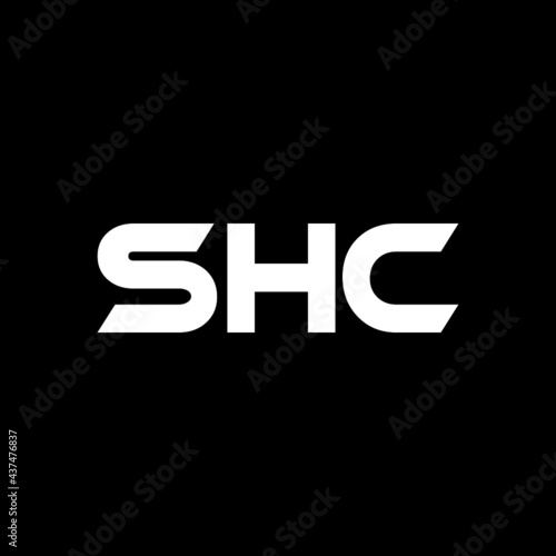 SHC letter logo design with black background in illustrator, vector logo modern alphabet font overlap style. calligraphy designs for logo, Poster, Invitation, etc. photo