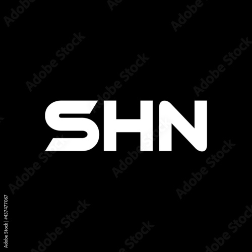 SHN letter logo design with black background in illustrator, vector logo modern alphabet font overlap style. calligraphy designs for logo, Poster, Invitation, etc.