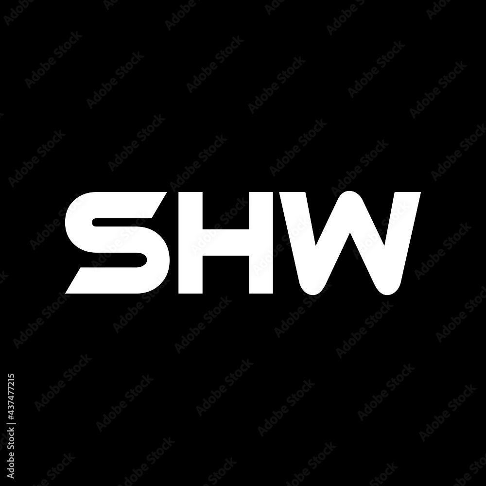SHW letter logo design with black background in illustrator, vector logo modern alphabet font overlap style. calligraphy designs for logo, Poster, Invitation, etc.