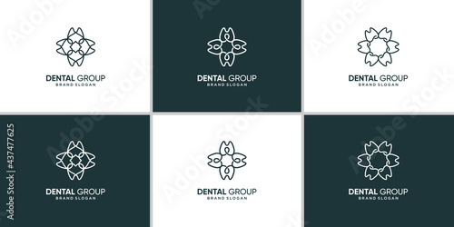 Group of dental logo icon with creative abstract concept Premium Vector