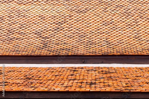 Clay tile roof at Thai temple pattern and background seamless