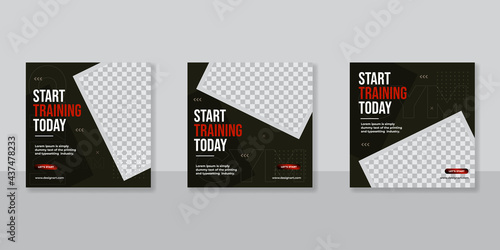 Gym and fitness social media post banner template