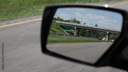 Virginia highway in rear view mirror 