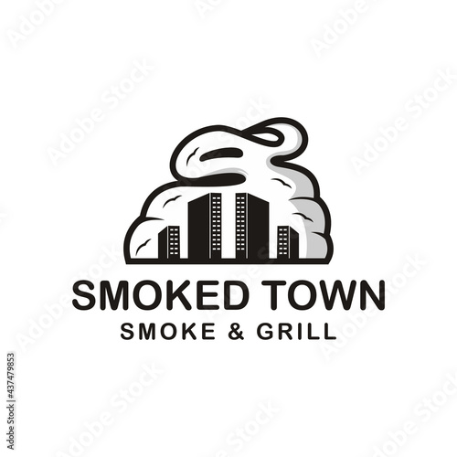 smoked town grill and bar logo design