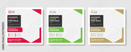 Real estate business social media post and square flyer template design