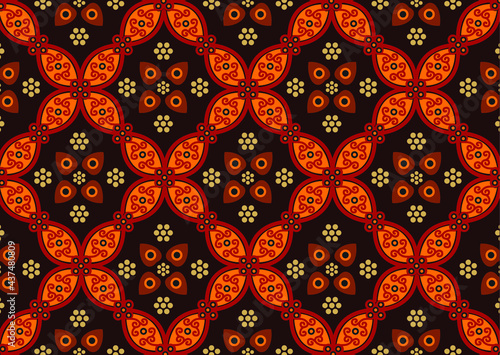 Indonesian batik motif, Batik is a technique of wax-resist dyeing applied to whole cloth, or cloth made using this technique originated from Indonesia. EPS 10