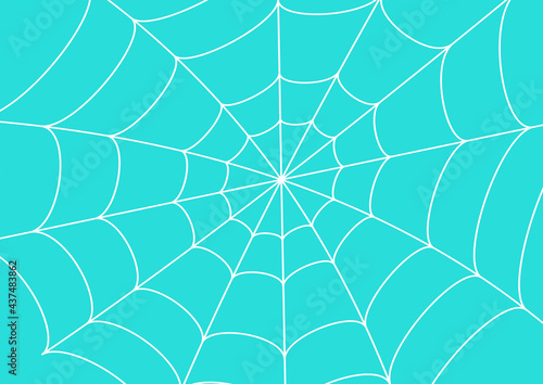 カラフルな背景に大きく張り巡らせた白い蜘蛛の巣 （蜘蛛なし）Spiderweb without spider