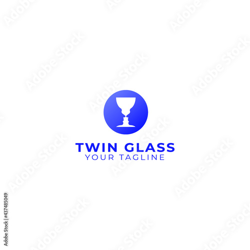 Twin glass logo vector template . suitable for your company in the glass industry