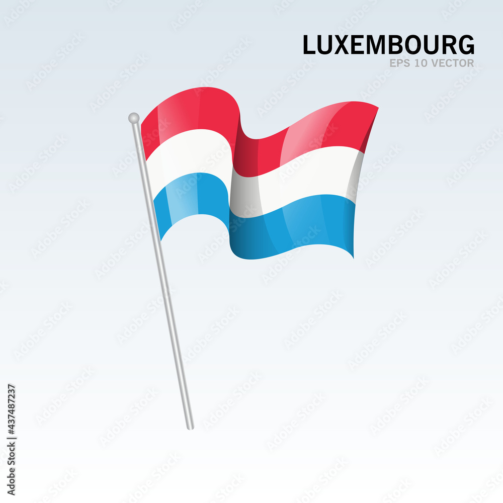 Luxembourg waving flag isolated on gray background Luxembourg waving flag isolated on gray background