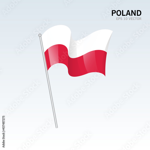 Poland waving flag isolated on gray background
