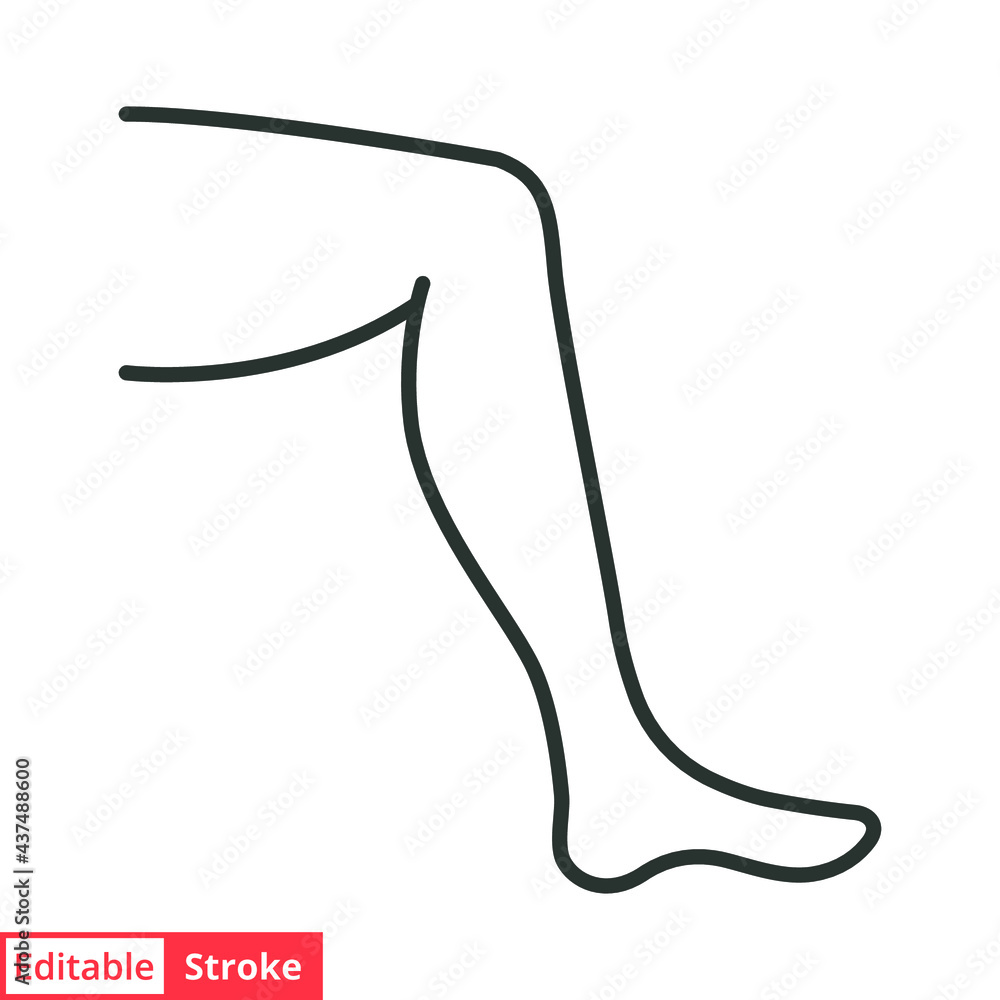Fototapeta premium Leg line icon. Simple outline style. Knee, foot, medical, ankle, lady, female, care, feminine, elegant, beautiful concept. Vector illustration isolated on white background. Editable stroke EPS 10.