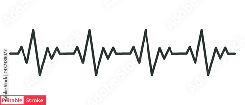 Heart cardiogram line icon. Simple outline style. pulse, ecg, ekg, hertbeat, electrocardiogram, graph, rhythm cardioid concept. Vector illustration isolated on white background. Editable stroke EPS 10