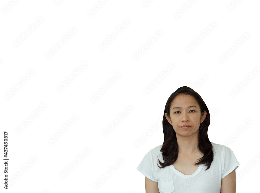 Asian mixed race middle mature woman smiling positive happy expression in causal cloth Asian mixed race middle mature woman smiling positive happy expression in causal cloth