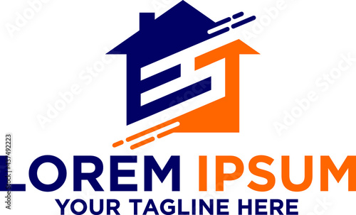 Smart Home with Initial letter ES logo