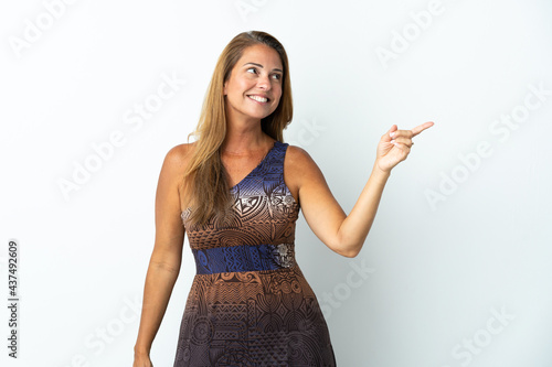 Middle age brazilian woman over isolated background intending to realizes the solution while lifting a finger up