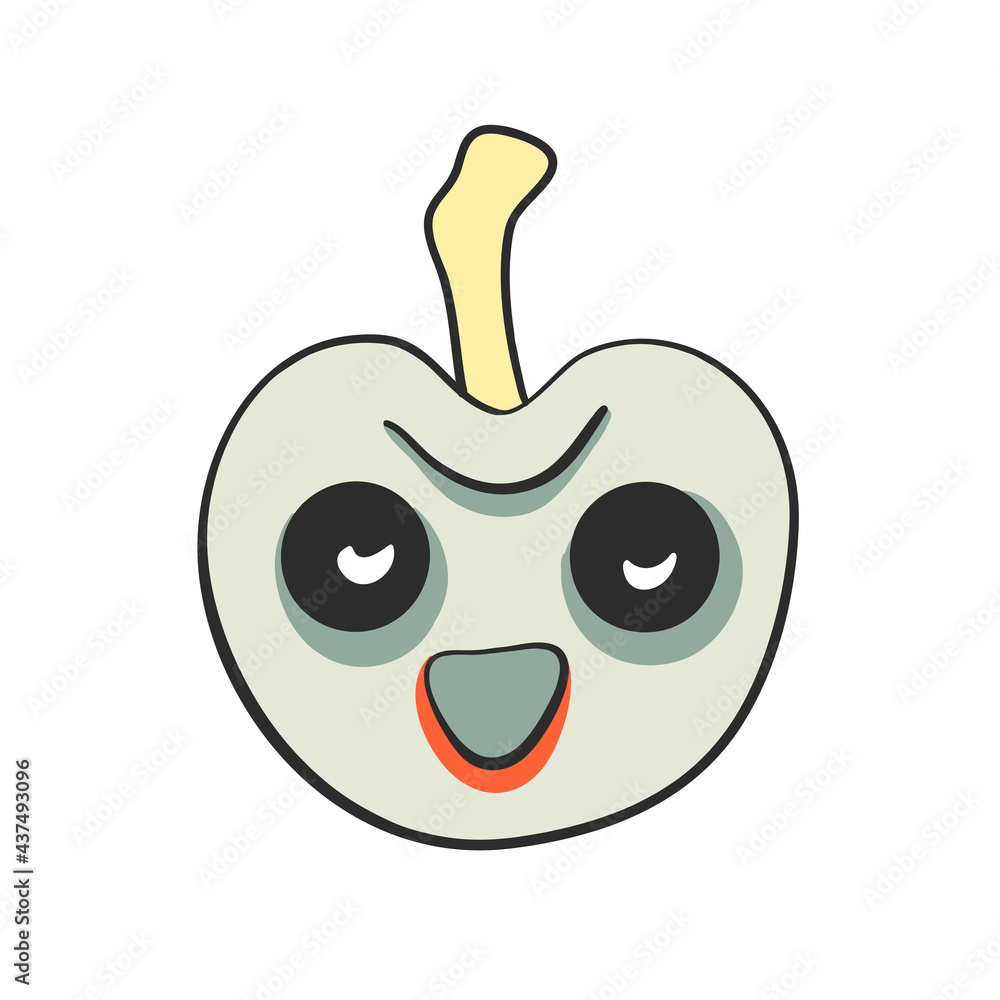 Apple. Delicious cute monster on a white background. Food. Vector illustration Apple. Delicious cute monster on a white background. Food. Vector illustration