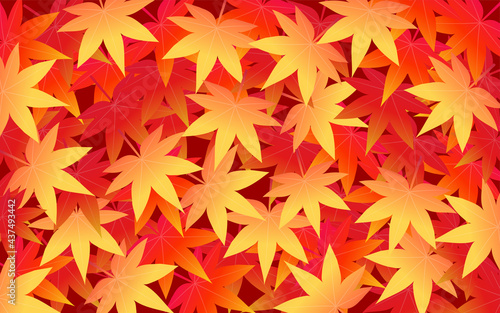秋の紅葉和風背景素材、一面の落ち葉